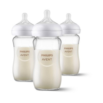 Coffret 3 biberons verre + sucette Philips AVENT Natural Response -  transparent, Puériculture