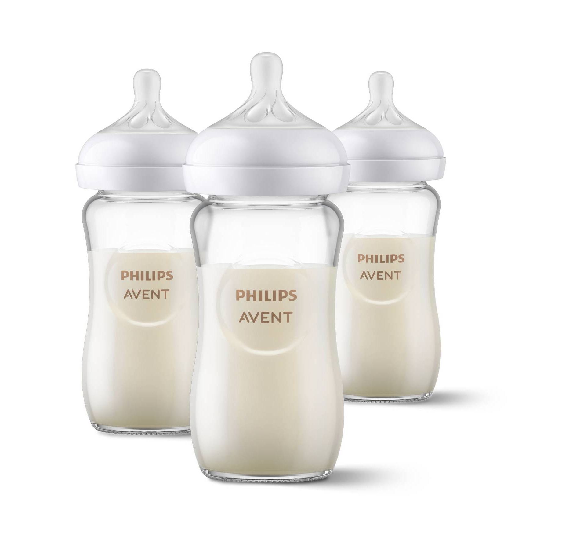 Philips Avent 3pk Glass Natural Baby Bottle with Natural Response Nipple - Clear - 8oz