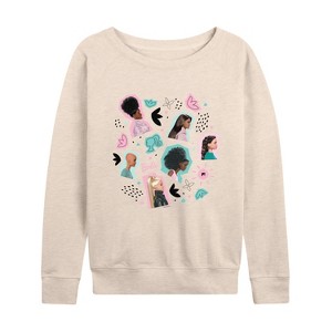 Women's - Barbie - Easter Lightweight French Terry Wide Neck Long Sleeve Shirt - 1 of 4