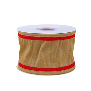 3" Dupioni Double-Sided Ribbon Gold & Red - National Tree Company - 1 of 4