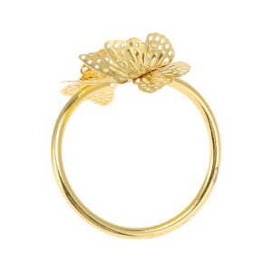 Unique Bargains Napkin Rings Double Hollow Butterflies Stainless Steel Gold Tone 1 Pc - 1 of 3