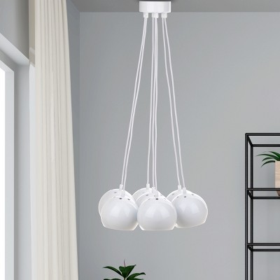 White Glass Adjustable Pendant Lamp with Fluorescent Light