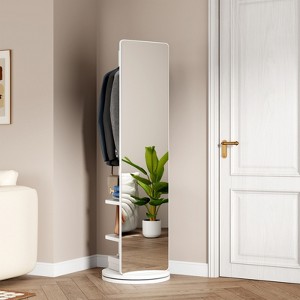 ALEXOUN Full-Length Mirror with Hangers - Rubberwood Design, 360° Swivel - Easy Dressing & Organizing for Bedroom Living Room Office - 1 of 4