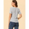 INSPIRE CHIC Women's Square Neck Button Ruffle Sleeve Love Heart Printed Blouse - 4 of 4