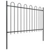 vidaXL Garden Fence with Hoop Top Steel 5.6' Black - 2 of 4