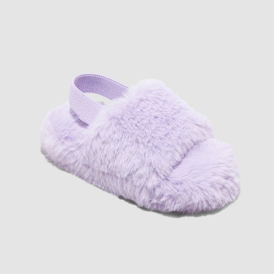LightFun Women's Fuzzy Fluffy Slippers Cozy Furry Open Toe Cross Band Flip Flop House Slippers for Womens Home Indoor Outdoor 