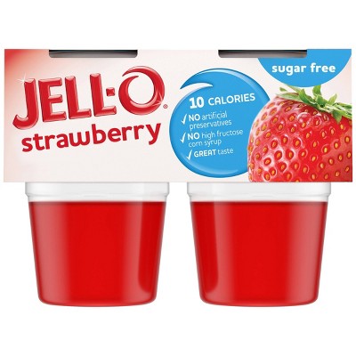 Jell-O Strawberry Sugar Free Jello Cups Gelatin Snack - 12.5oz/4ct