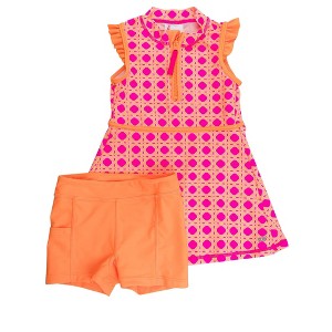 RuffleButts Girls Sleeveless Zip Ruffle Sleeve UPF50+ Active Dress - 1 of 4