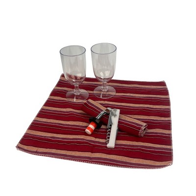 Gray and Red 7-Piece Insulated Picnic Tote Set with Wine Carrier
