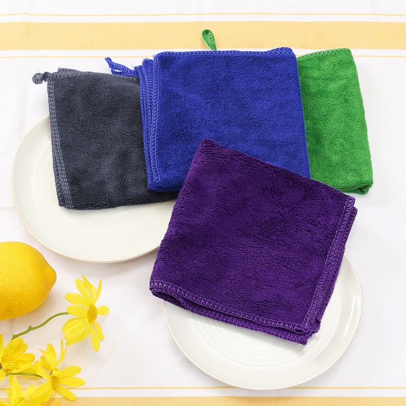 Unique Bargains Dishwashing Cleaning Microfiber Thick Absorbent Kitchen Towels 12" x 12" 6 Pcs, 2 of 7