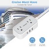 Flat Plug Extension Cord, Flat Power Strip with 3 USB Ports and 2 Outlets, Small Multi Outlets Charging Station for Cruise Essentials, Dorm Room - 3 of 4
