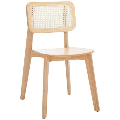 Natural Wood and Cane Low Slat Dining Chair Set