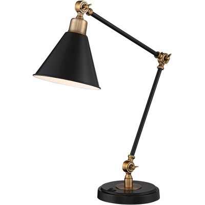 Adjustable Black and Brass Desk Lamp with USB Port