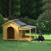 60.2" Large Wooden Dog House with Porch, Cabin Style Dog Crate with Asphalt Roof and Elevated Floor, Dog Kennel with Side Window , Nature - image 4 of 4