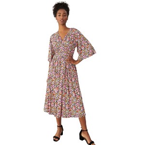 ellos Plus Size Surplice Tie Back Midi Dress - 1 of 3