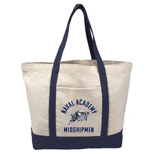 Us Naval Academy Arched School Name Canvas Tote Bag With External Pocket, Reusable Shoulder Bag for Shopping, School, Beach - 1 of 4