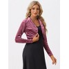 INSPIRE CHIC Women's Long Sleeve Lapel Collar Velvet Open Front Cropped Cardigan - 4 of 4