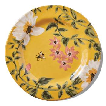 tagltd Bee Floral Melamine Dinner Plate S4