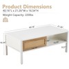 QingMoon Rattan Coffee Table, 40.16" Rectangle Wooden Center Table, with Storage Sliding Door and Metal Legs for Living Room, Apartment - 4 of 4