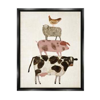 Stupell Industries Cow Sheep Pig and Chicken Barnyard Buds Stacked Farm Animals
