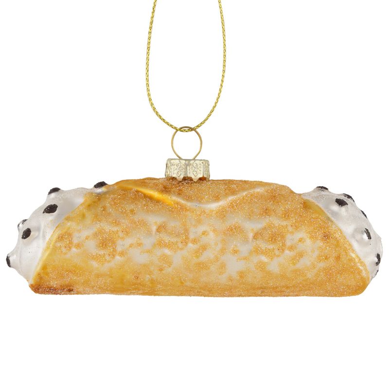 Northlight 4.5" Glittered Cannoli Glass Christmas Hanging Ornament, 3 of 6