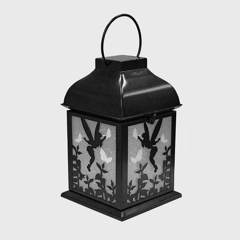 Disney 8.3&#34; Tinker Bell Solar Metal Outdoor Lantern Black, 3 of 9