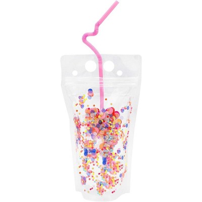 Packed Party Say Cheers Reusable Confetti Hydration Pouches, Birthday Party, Bachelorette Drinkware, Cute Party Cups (Set of 8)