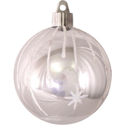 Christmas by Krebs 4ct Silver and White Shooting Stars Shatterproof Shiny Christmas Ball Ornaments 3.25" (80mm)