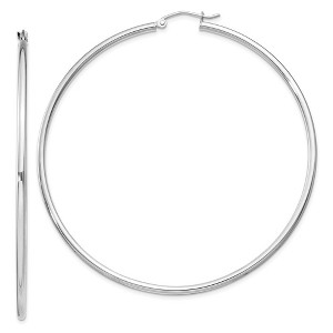 Black Bow Jewelry 2mm Sterling Silver, Extra Large Round Hoop Earrings, 65mm (2 1/2 In) - 1 of 4