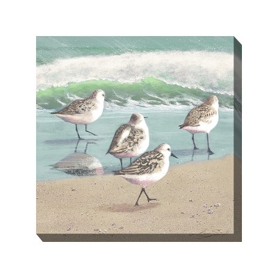 Cottage Garden West of The Wind Piper Family Green, White, Tan 24 x 24 Inch Waterproof Gallery Wrapped Canvas, Outdoor Garden, Yard, Patio All Weather