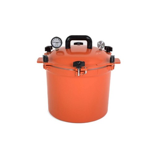 All American Pressure Canner Easy Open close No Gasket Metal to metal Sealing System Saffron Orange 21.5 Quart Target