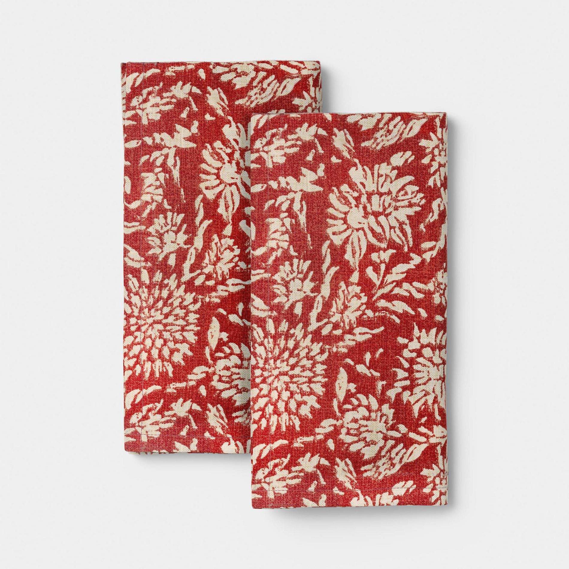 2pk Ditsy Floral Dinner Napkins Red - Threshold™