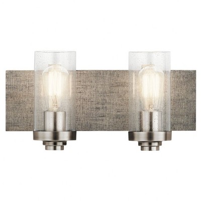 Pewter Cylinder Dual Light Wall Sconce with Clear Glass Shades