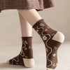 Anna-Kaci Women's 3-Pair Cotton Crew Socks Set with Checkered and Flower Textured Knit Patterns - 2 of 4