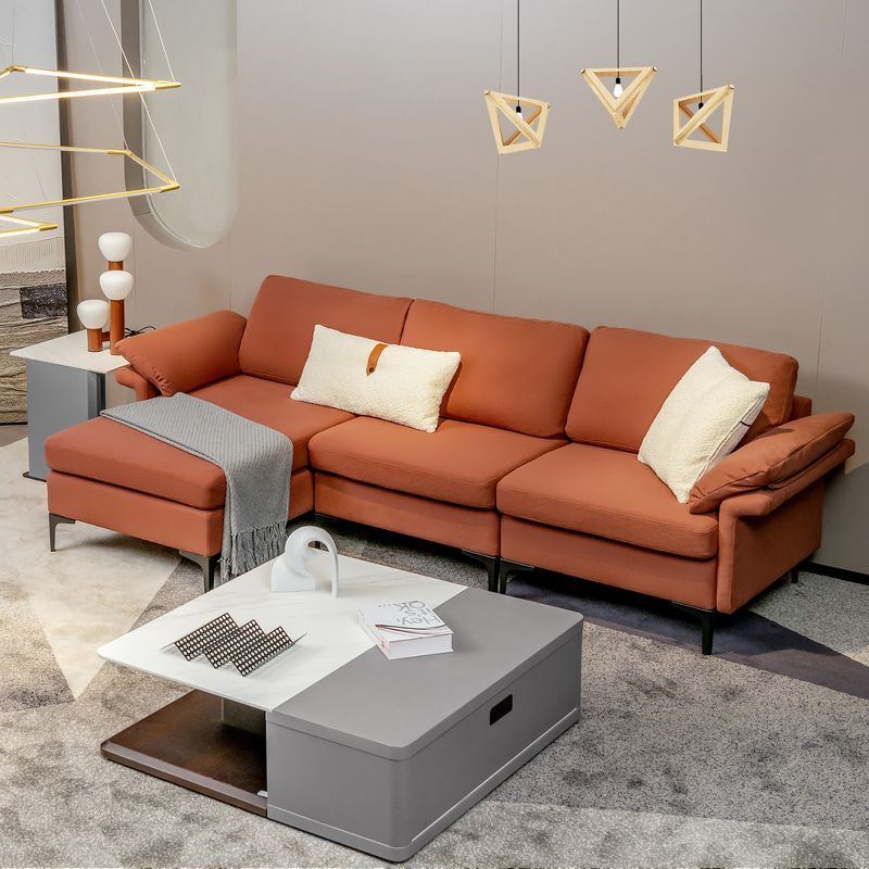 Costway L-shaped Modern Modular Sectional Sofa w/ Reversible Chaise & 2 USB Ports, 3 of 11