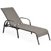 Costway Outdoor Patio Lounge Chair Chaise Fabric Adjustable Reclining Armrest Pool Brown - image 2 of 4