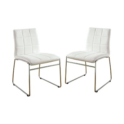 Set of 2 Aneston Square Gridded Leatherette Side Chair White - HOMES: Inside + Out