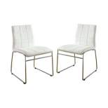 Set of 2 Aneston Square Gridded Leatherette Side Chair White - HOMES: Inside + Out