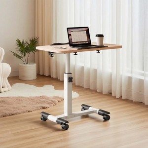 Table with Wheels - Adjustable Height Rolling Laptop Desk, Side Table for Home Office - 1 of 4