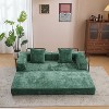 TiramisuBest Convertible Floor Couch Sofa Bed with Armrests & Pillow Back, Chenille Futon Sleeper, Foldable Lounge Sofa for Living Room, Light Blue - 3 of 4