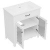 Akoasm 31 in. W Bathroom Vanity with Ceramic Sink, 2 Soft-Closing Doors & Bronze Pulls-White - 2 of 4