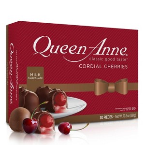 Queen Anne Milk Chocolate Covered Cordial Cherries | 19.8 Ounces | 30 Piece Gift Box | Whole Cherry Sweet Creamy Fruity Flavor - 1 of 4