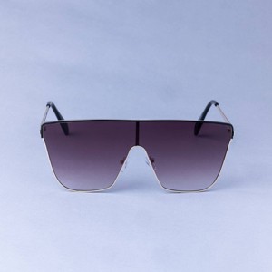 Women's Metal Flat Top Shield Sunglasses - A New Day™ Metallic Gold: Maximum UV Protection, Recycled Metal Frame, Medium Fit - 1 of 2