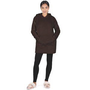 Memoi Women's Plush Lined Soft Velour Hooded Lounge Top - 1 of 4