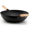 Oster Northcliffe 13.5 Inch Round Carbon Steel Flat Base Wok with Wooden Handles - 2 of 4