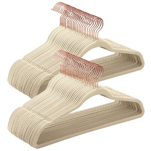SONGMICS Velvet Hangers Non-Slip Hangers with Rose Gold-Colored Swivel Hooks Slim Space-Saving Hangers - 1 of 4