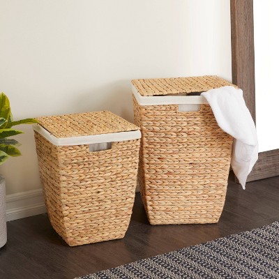 Set of 3 Seagrass Storage Baskets Brown/White - Olivia & May