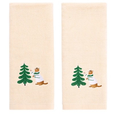 The Lakeside Collection Merry Catmas Bath Collection - Set of 2 Hand Towels