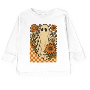 Checkered Ghost Floral Vintage - Youth Long Sleeve Graphic T-Shirt and Toddler Long Sleeve Graphic Tee - 1 of 3