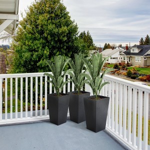 Gulches Set of 3 Tall Planters with Drainage Hole, Outdoor Flower Pots, Indoor Planters for Porch, Front Door, Entryway, Patio and Deck, Black - 1 of 4